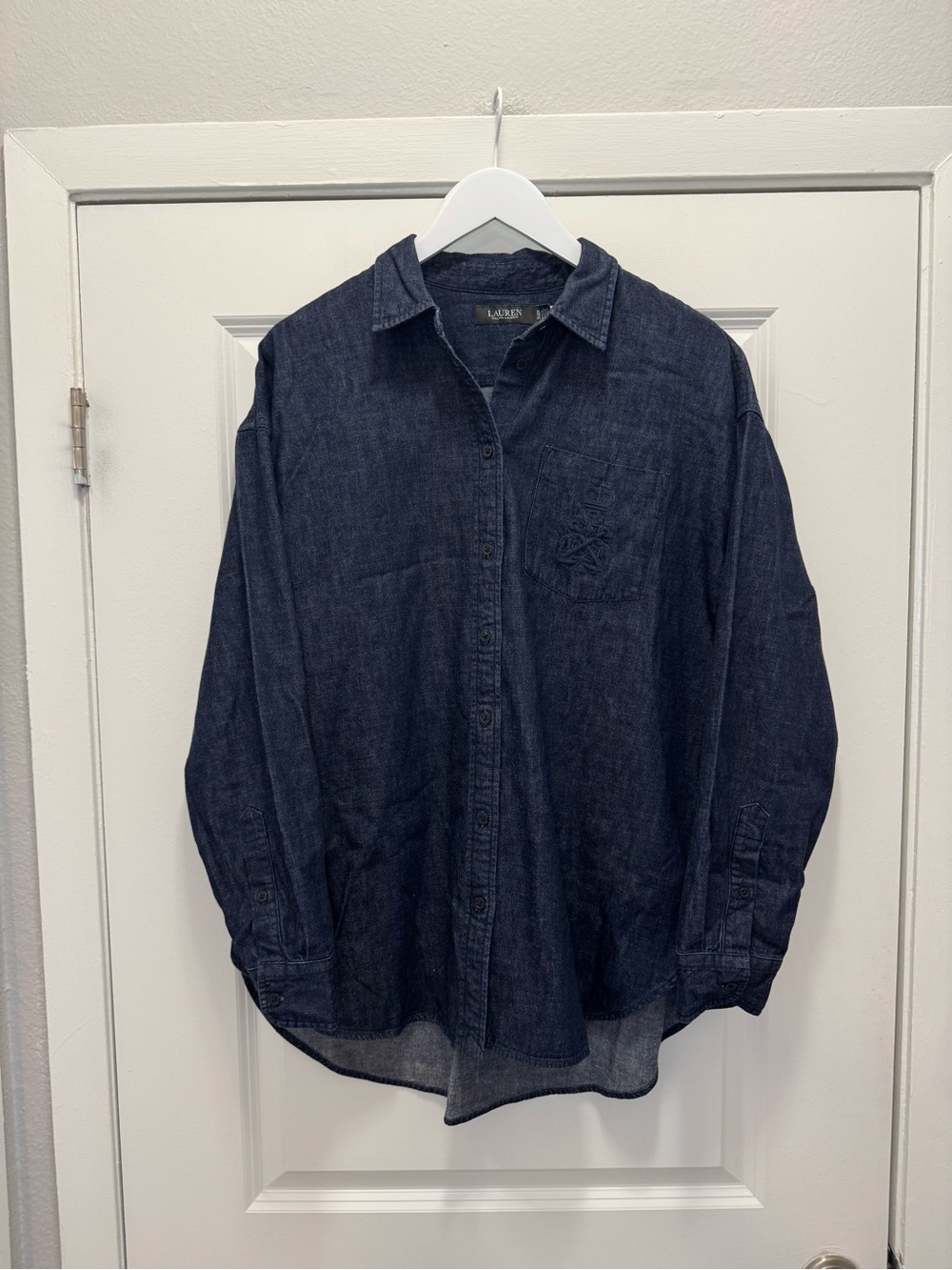 Lauren Ralph Lauren Indigo Blue Button Down and Pocket Shirt